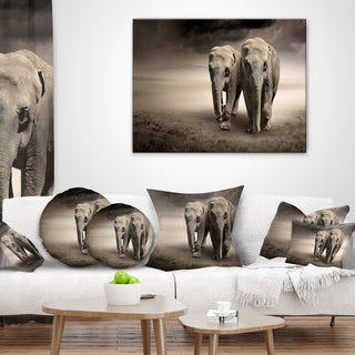 Elephant Pair in Motion Animal Throw Pillow, 16"x16"