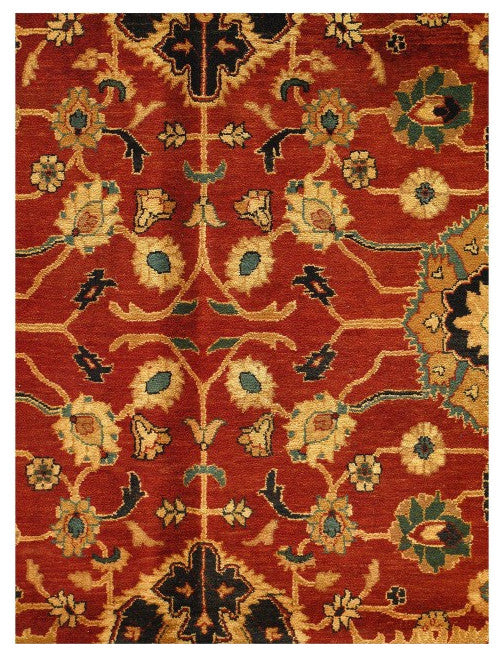 Red Color Fine Hand Knotted Agra Rug 9'x13'