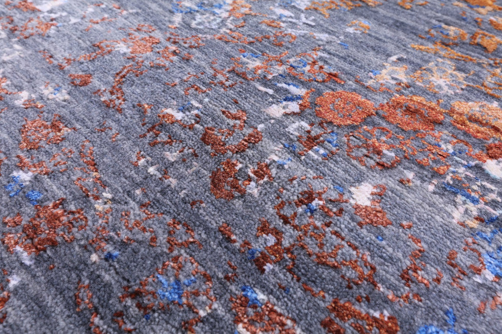 7' 11" X 10' 3" Modern Handmade Wool and Silk Rug Q8711
