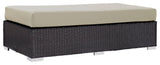 Convene Outdoor Patio Fabric Rectangle Ottoman, Espresso Beige