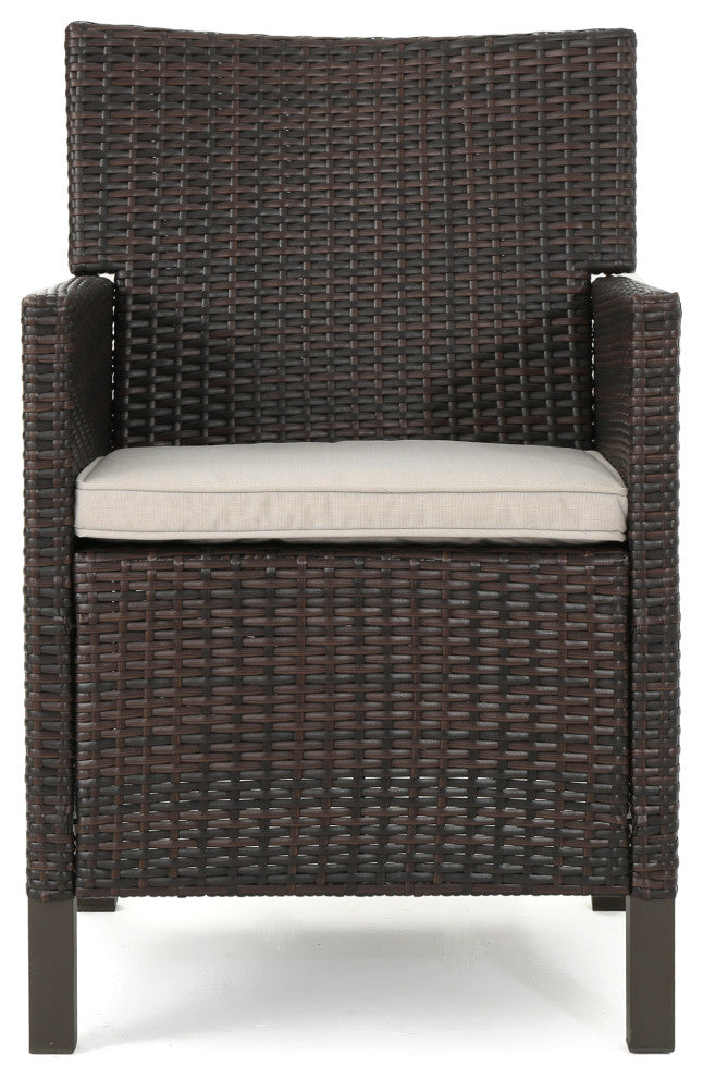 GDF Studio 7-Piece Blane Outdoor Gray Dining Set, Multi-Brown/Light Brown