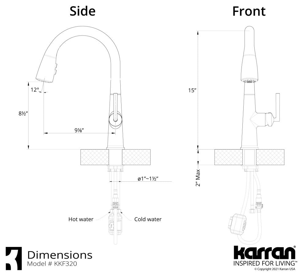 Karran KKF320 1-Handle Pull Down Dual Function Sprayer Faucet, Stainless Steel