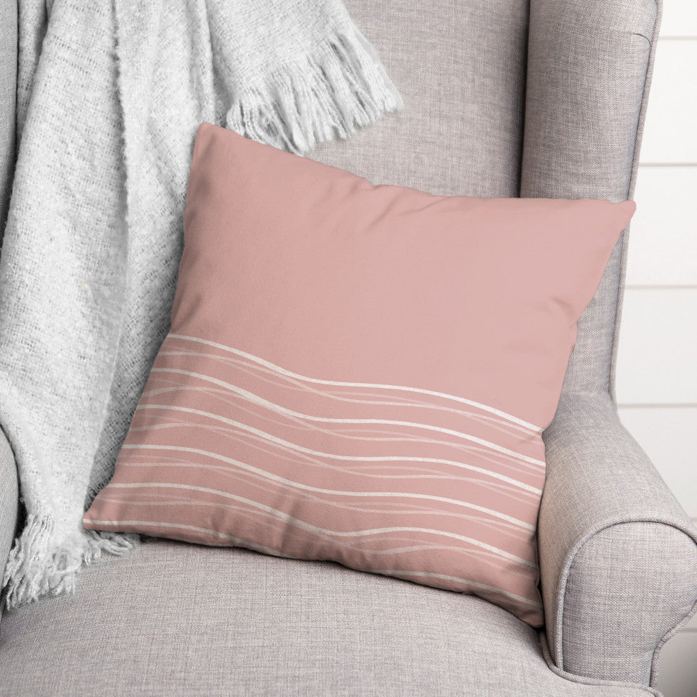 Pink Wavy Lines 18x18 Spun Poly Pillow