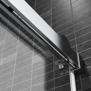 72" W x 76" H Single Sliding Frameless Shower Door, Buffer, Brushed Nickel