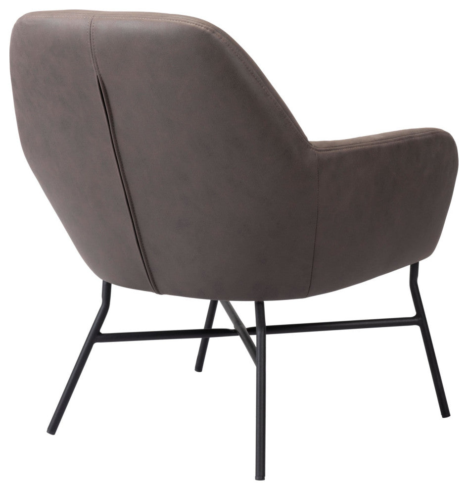 Accent Chair, Steel Metal, Vintage Brown, Black, Lounge Cafe Lobby Hospitality