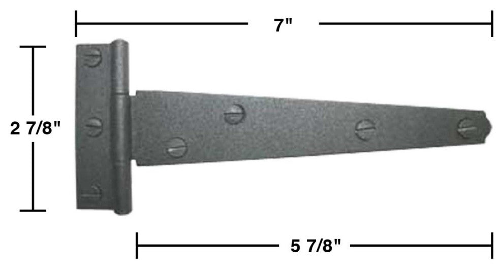 3 T Strap Door Hinge Black RSF Black Iron Light Duty 7" |