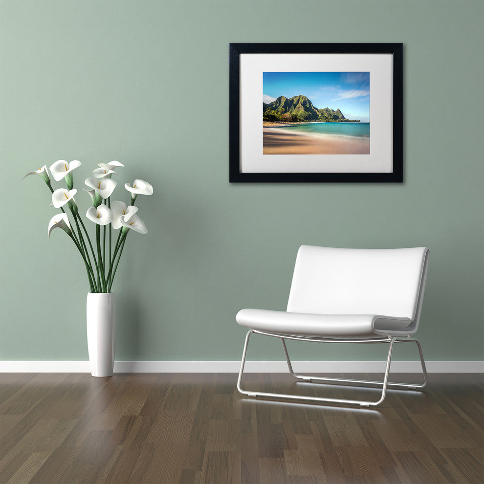 Pierre Leclerc 'Makua Beach Kauai' Matted Framed Art, Black Frame, White, 14x11