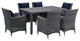 Modway Summon 7 Piece Outdoor Patio Sunbrella Dining Set, Canvas Navy