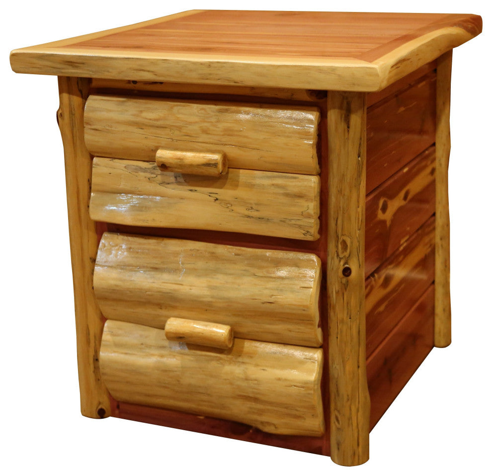 Red Cedar Log 2-Drawer Nightstand