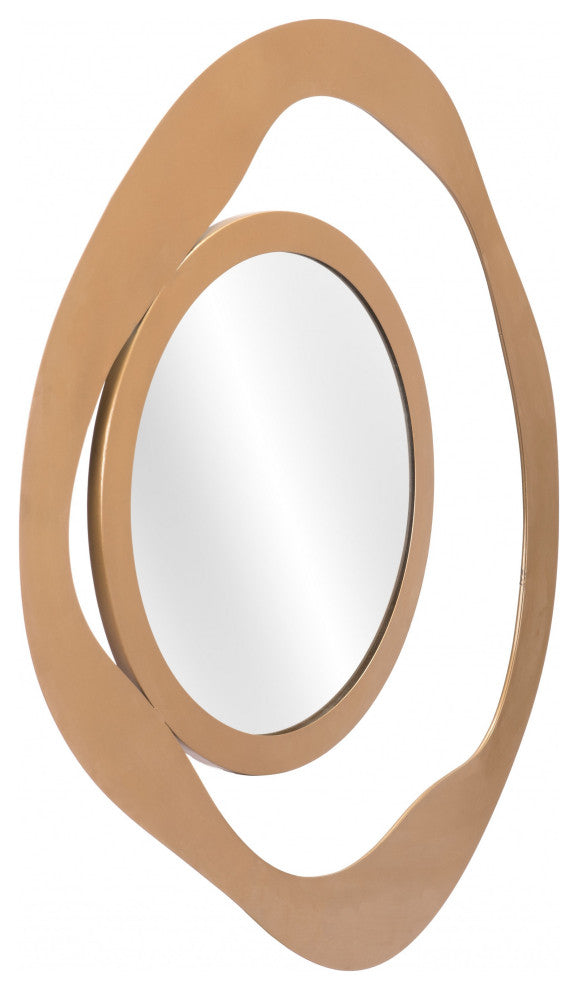 Contemporary Gold Round Mirror