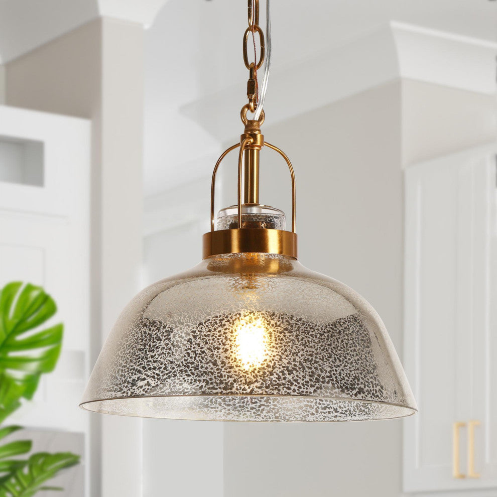 LNC 1-Light Modern Mercury Glass Dome Pendant Light, 11"W