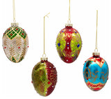 Kurt Adler 65MM Glass Egg Ornaments, 4 Piece Set