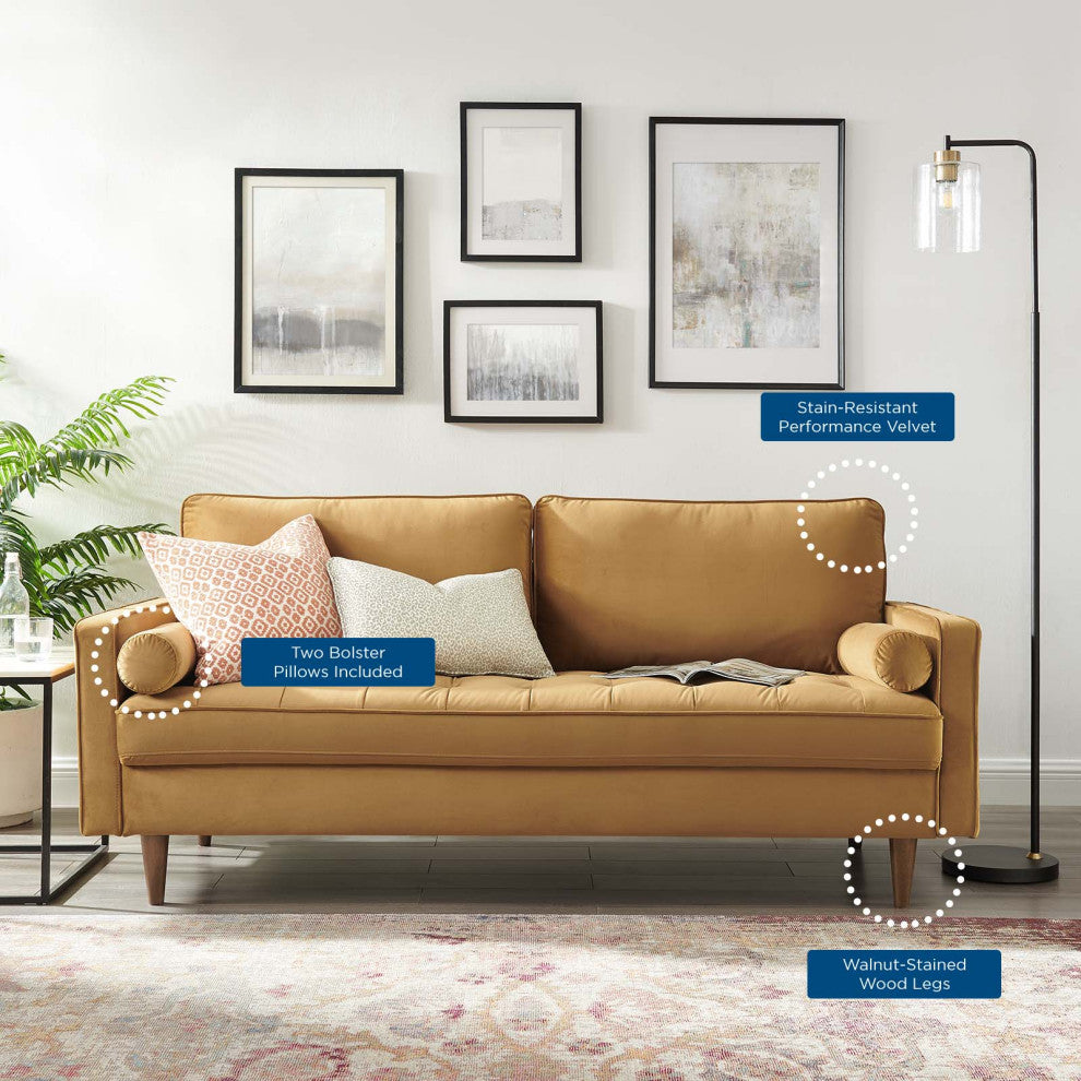 Sofa, Velvet, Brown, Modern, Living Lounge Room Hotel Lobby Hospitality