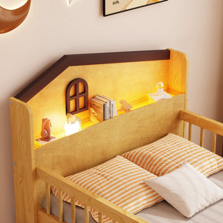 Gewnee Low Loft Bed with LED Lights