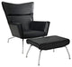 Modern Contemporary Living Room Leather Lounge Chair and Ottoman Black