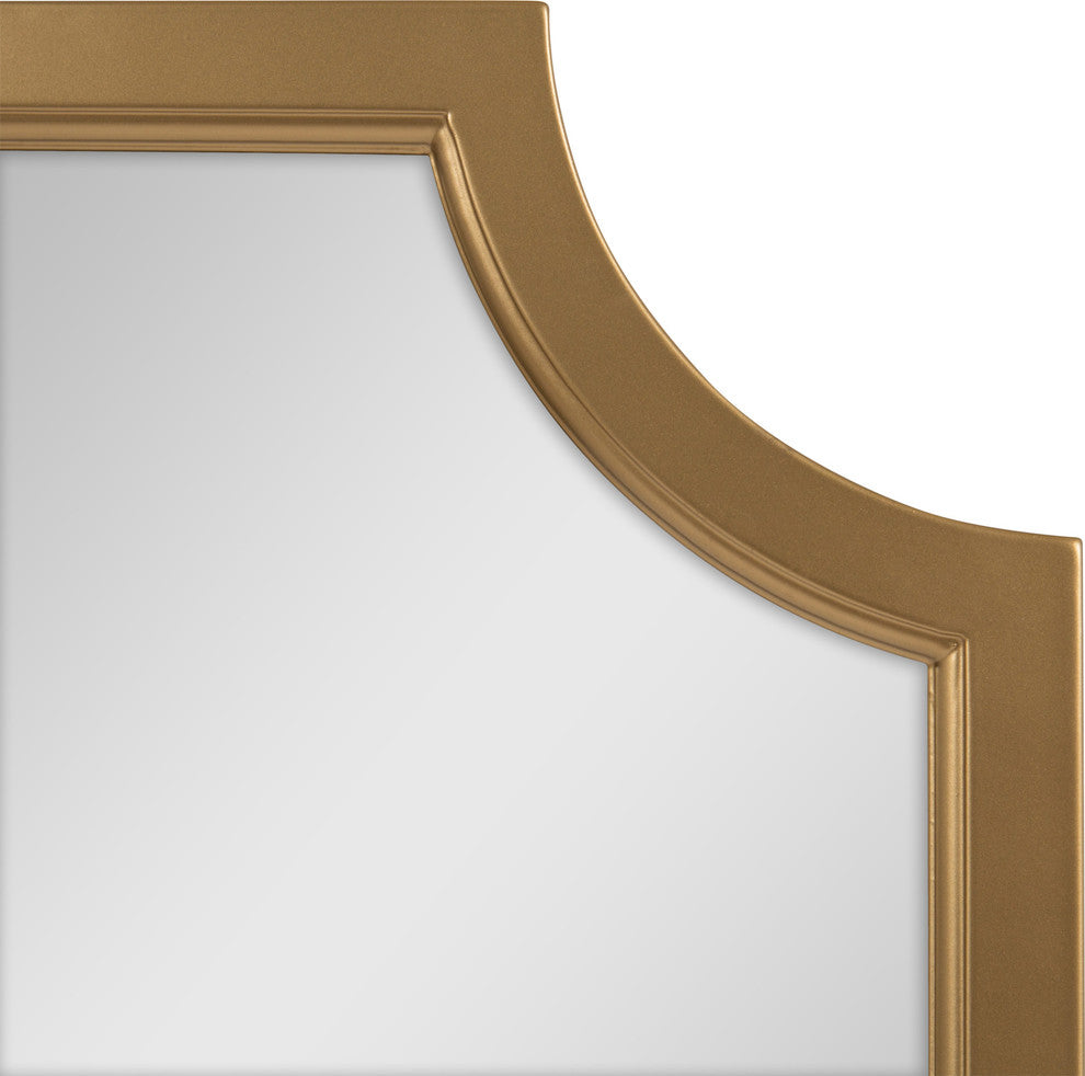 Kate and Laurel, Hogan Wood Framed Mirror With Scallop Corners, 24 x 36", Gold