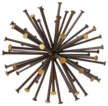 Round Metal Sculpture Rust Brown Finish