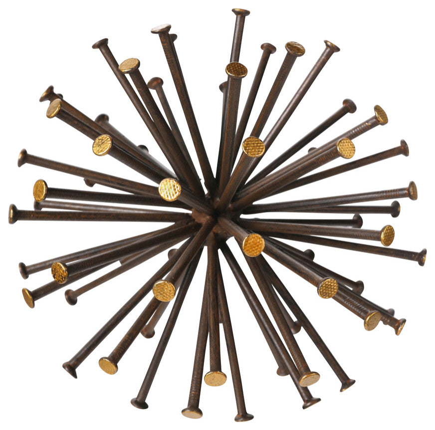 Round Metal Sculpture Rust Brown Finish