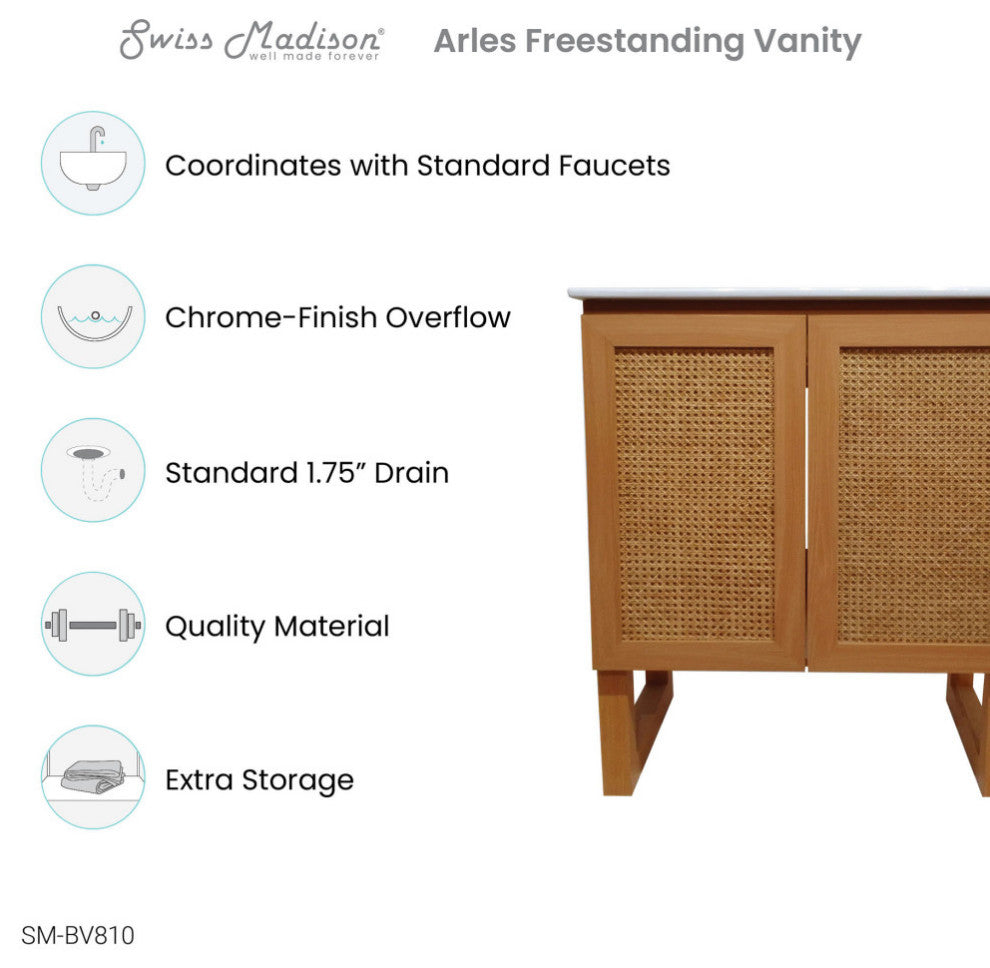 Arles 30" Single, Bathroom Vanity, Honey