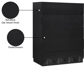 Scallop Oak Veneer Chest, Black, Chest