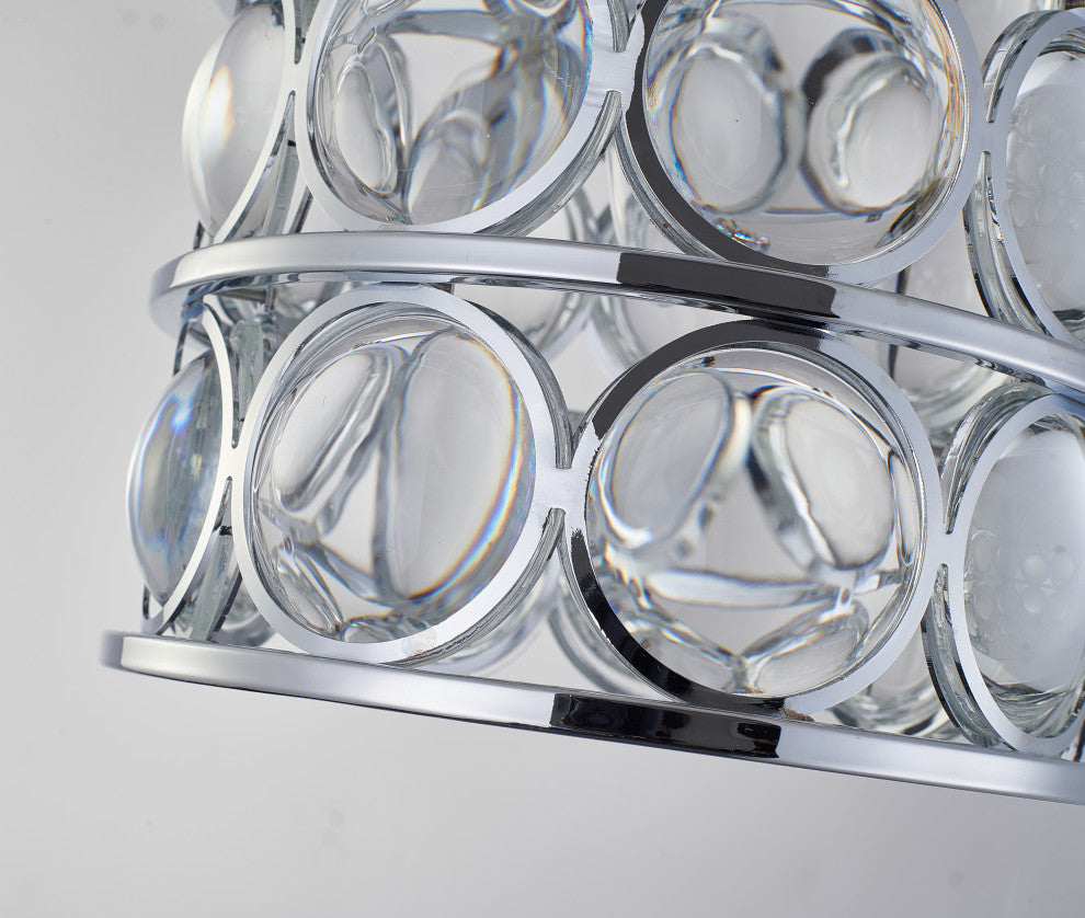 Chrome Metal Single Pendant Lighting With Clear Magnifying Glass