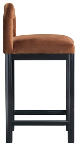 Conrad Upholstered Bar and Counter Stool, Cognac, Velvet, Black