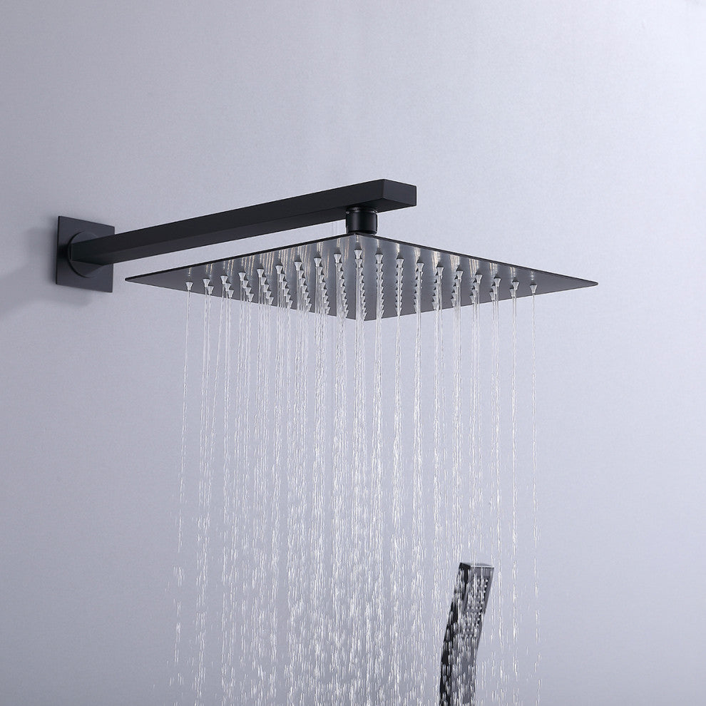 10" Rain Shower System Mixer Handheld Shower 4Pcs Massage Jets, Matte Black