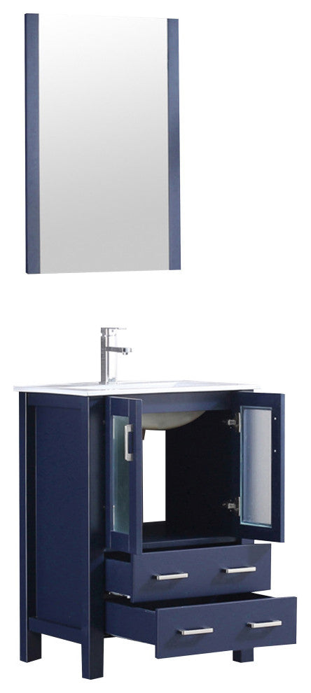 Volez Transitional Navy Blue 24" Single Vanity Set