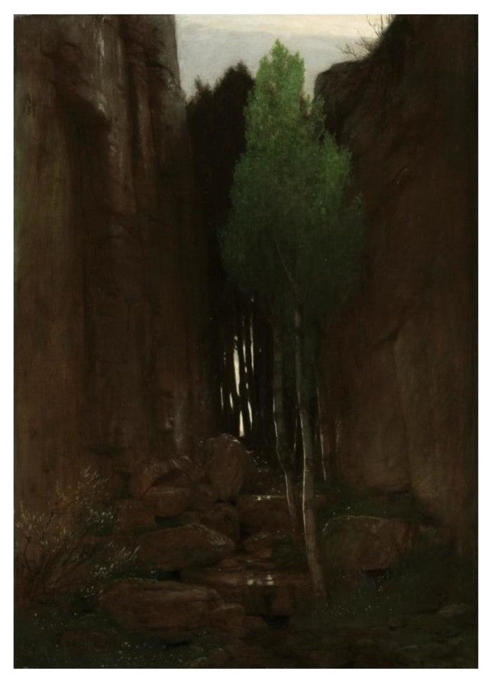 "Quell in einer Felsschlucht (Spring in a Narrow Gorge)" Paper Art, 18"x24"
