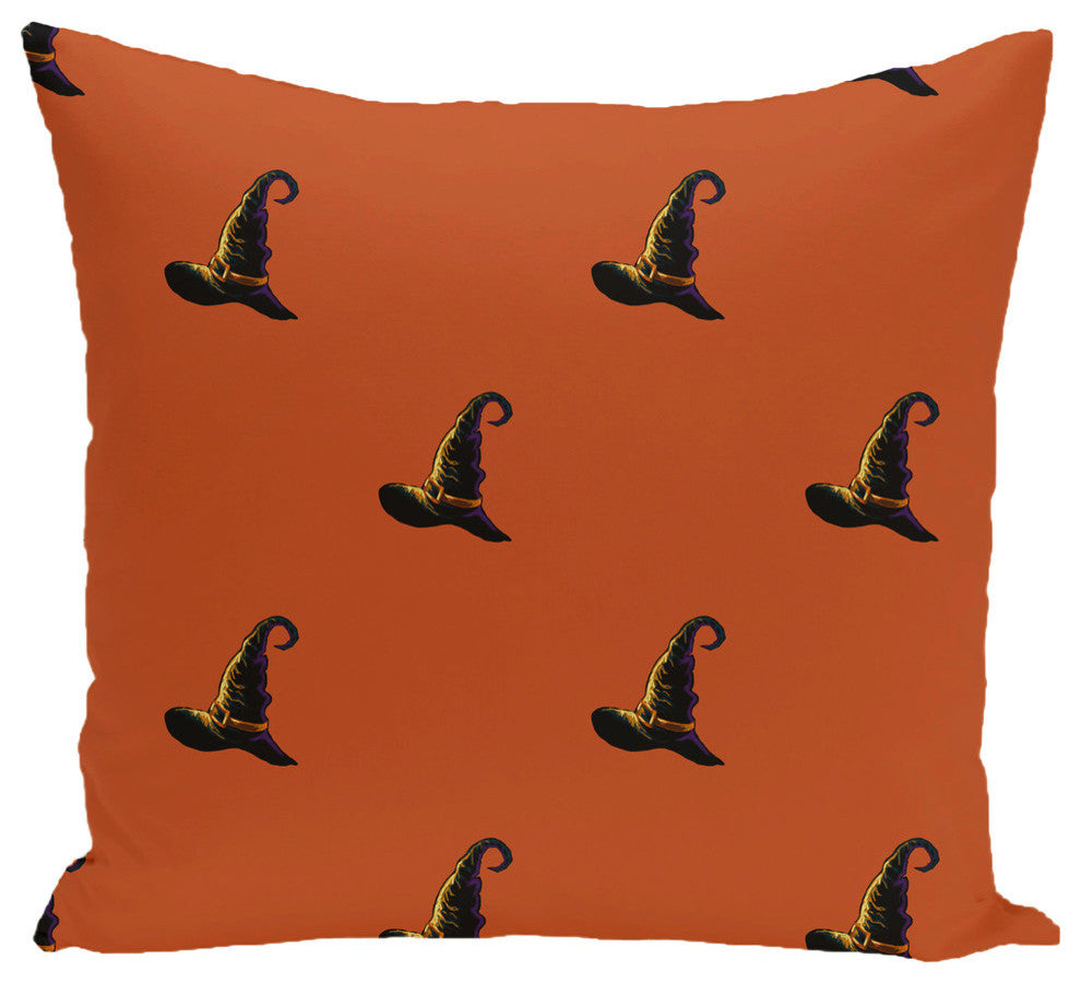 Witch's Brew Holiday Print Pillow, Orange, 16"x16"