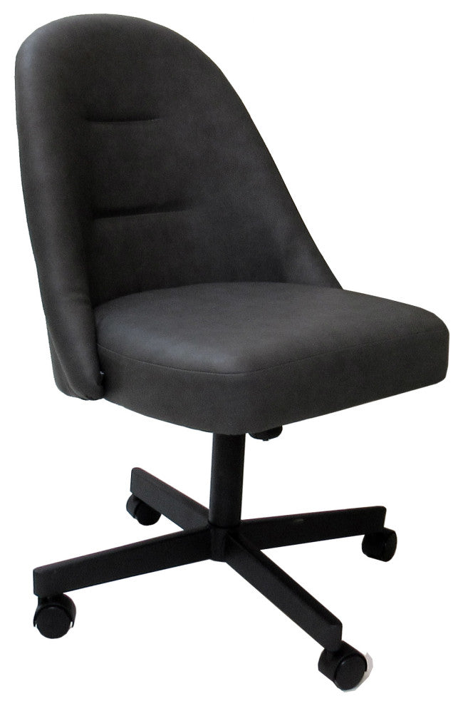 M-235 Swivel Metal Dining Caster Chair, Grey Vinyl - Black