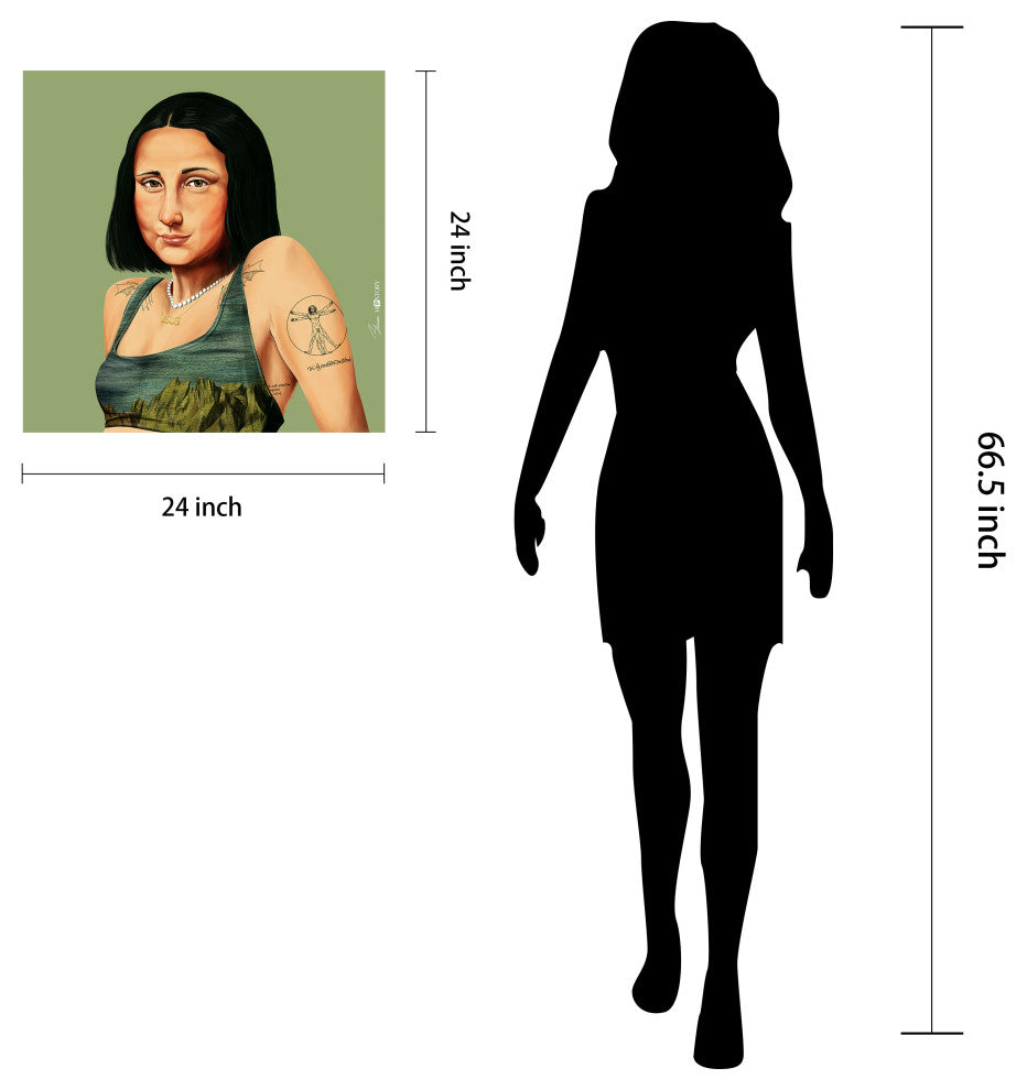 "Hip Mona Lisa" Frameless Reverse Printed Tempered Art Glass Wall Art