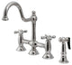 Kingston Brass Bridge Kitchen Faucet With Brass Sprayer, Brushed Nickel