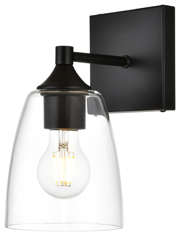 1 Light Black And Clear Bath Sconce