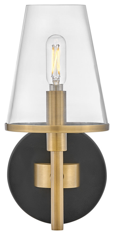 Hinkley Marten 5" Single Light Bath Vanity Fixture, Heritage Brass + Black