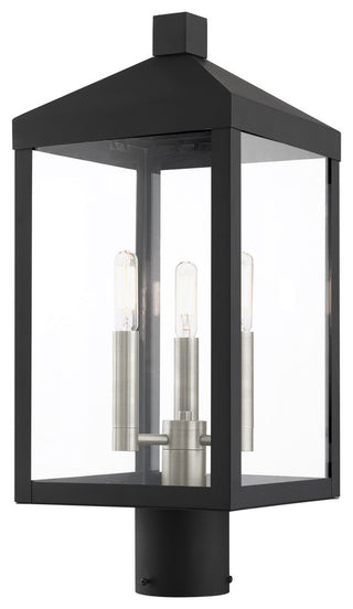 Livex Lighting Nyack 3 Light Antique Brass Medium Outdoor Post Top Lantern
