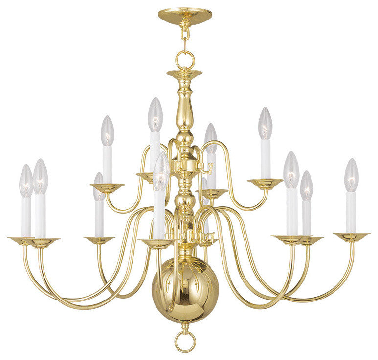 Williamsburgh Chandelier, Polished Brass