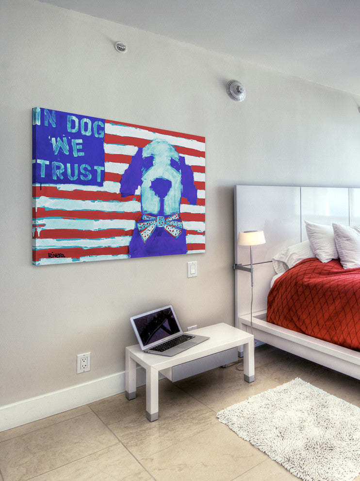 "Funky in Dog We Trust" Painting Print on Wrapped Canvas, 18"x12"