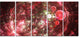Red Spherical Planet Bubbles, Abstract Canvas Art Print, 60"x28", 5 Panels