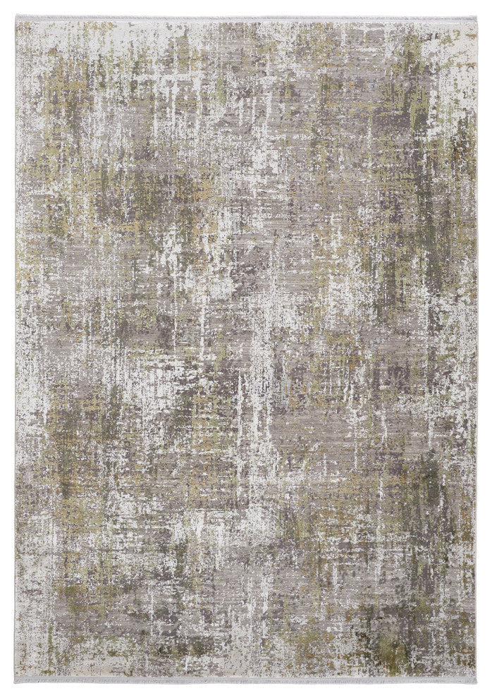 Weave & Wander Lindstra Rug, Olive Gray/Jade Green, 2ft-2in x 3ft-2in
