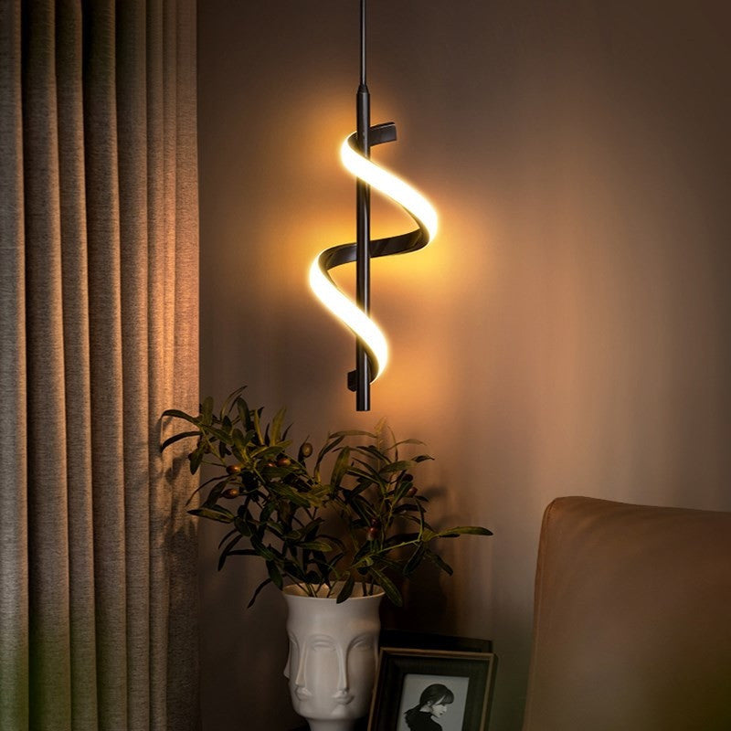 MIRODEMIÂ® Tovo San Giacomo | Ribbon Design Chandelier for Bedroom, Black, A, Cool Light