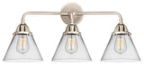 Large Cone Bath Vanity Light, Polished Nickel, Clear, Clear