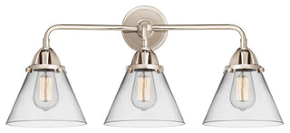Large Cone Bath Vanity Light, Polished Nickel, Clear, Clear