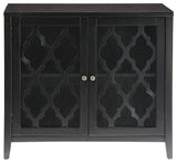 Storage Cabinet With 2 Doors And Quatrefoil Design, Black