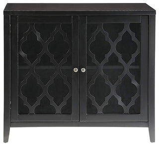 Storage Cabinet With 2 Doors And Quatrefoil Design, Black