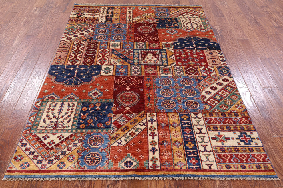 5' 6" X 7' 6" Handmade Super Kazak Rug Q11079