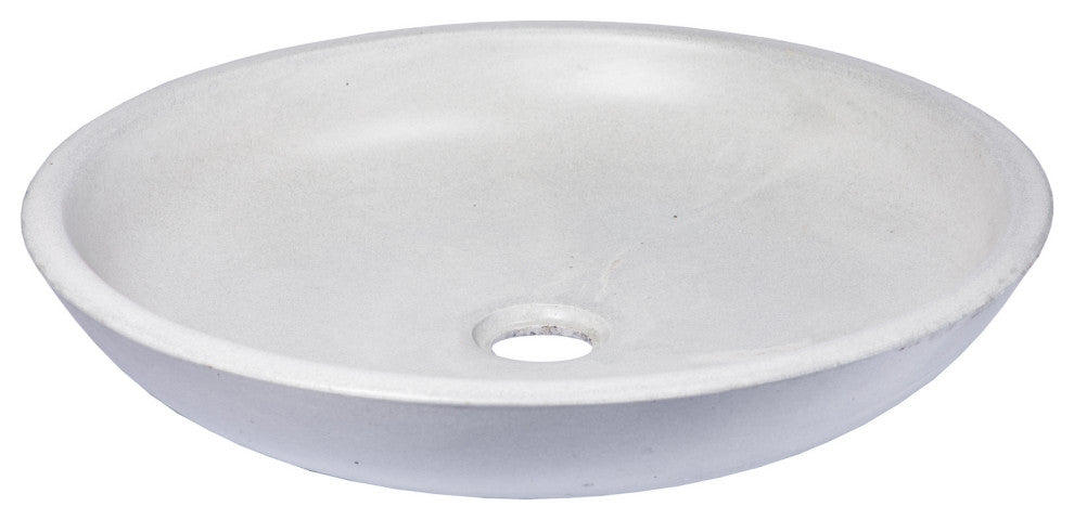 Eden Bath EB_N002LG 17" Concrete Shallow Round Vessel Sink, Light Gray