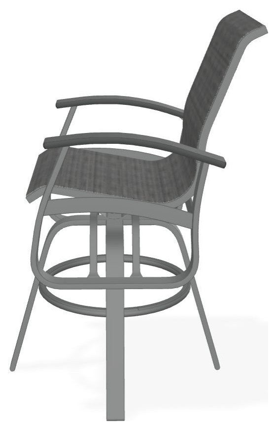 Belle Isle Sling Bar Height Outdoor Swivel Armchair, Destiny Steel/Graphite