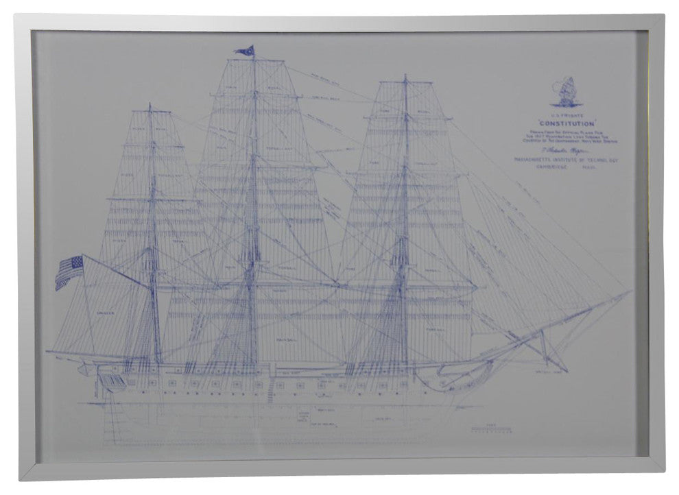 Constitution Ship Blueprint, Silver Shadowbox