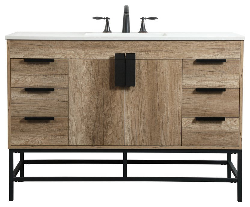 Home Living 22" Modern Natural Oak-Light Bathroom Vanity